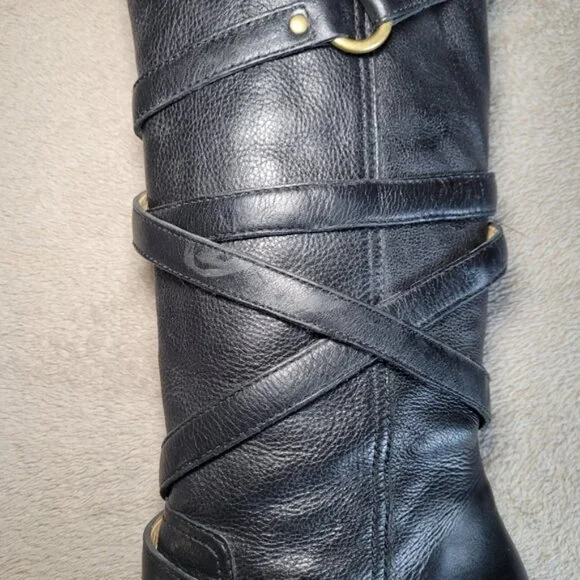 Michael Kors black leather round toe mid calf heeled boots size 8 - Picture 8 of 16